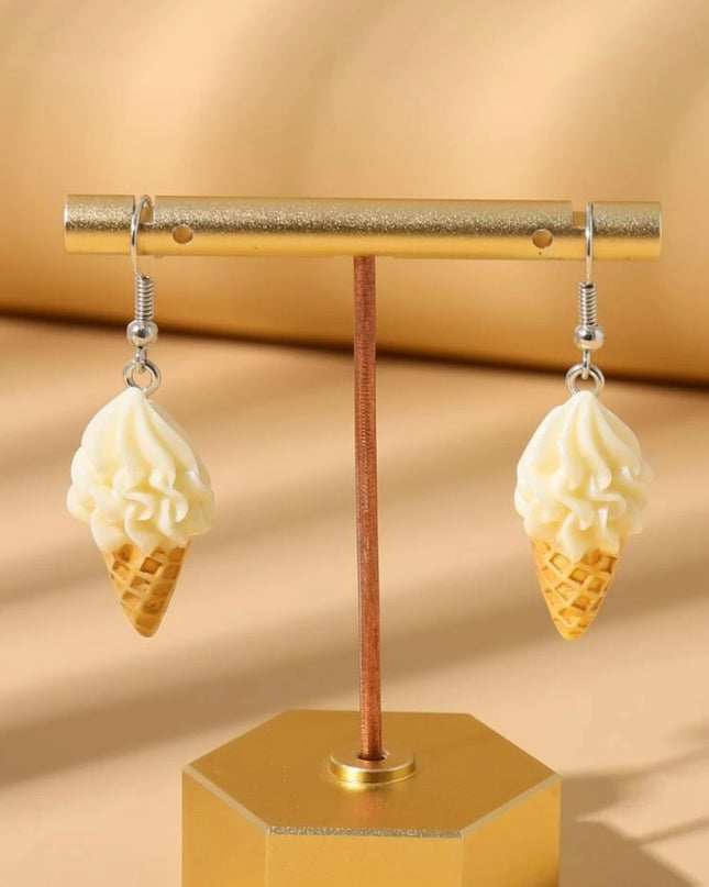 Aretes Diseño de Helado de Vainilla