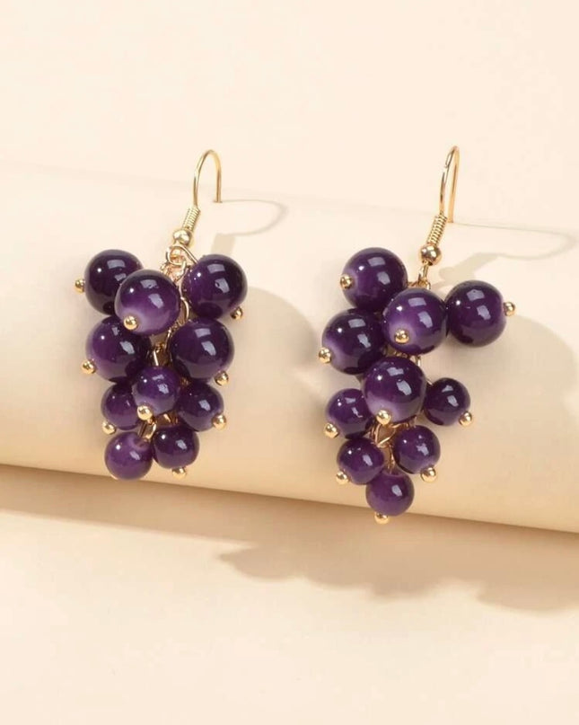Aretes Colgantes Uvas Morada