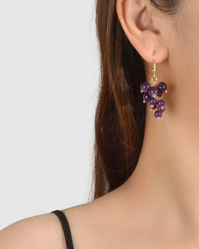 Aretes Colgantes Uvas Morada