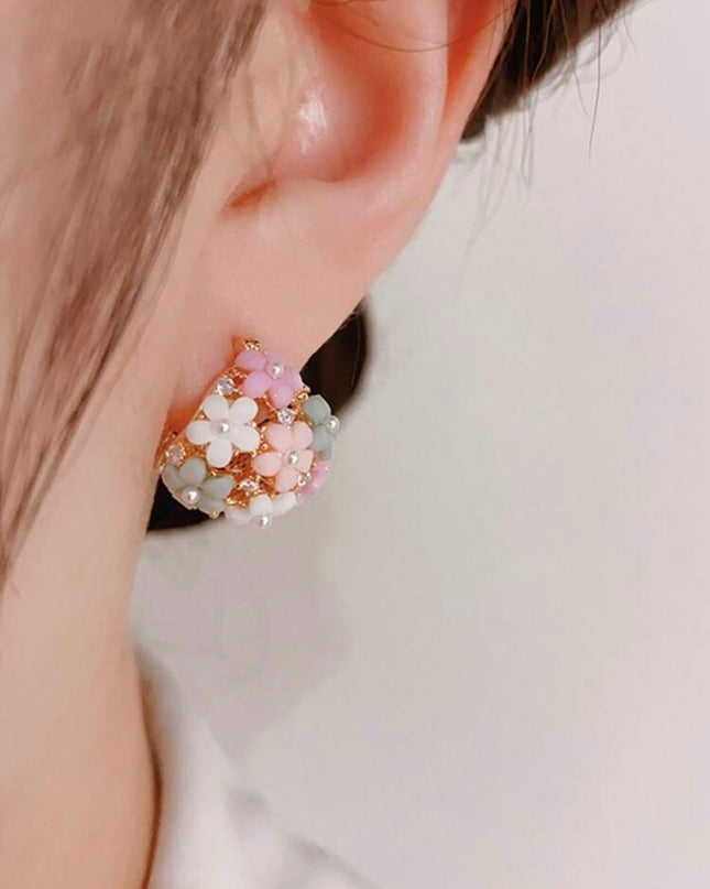 Pendientes de Cristales y Flores de Colores
