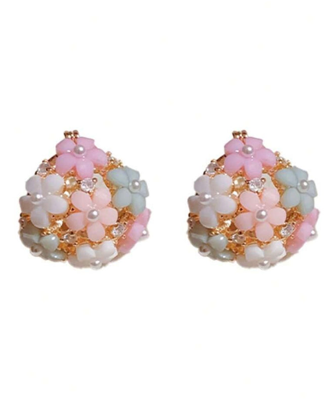 Pendientes de Cristales y Flores de Colores