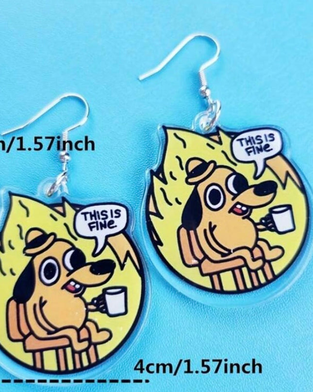 Aretes Colgantes Acrílicos 'This is fine'