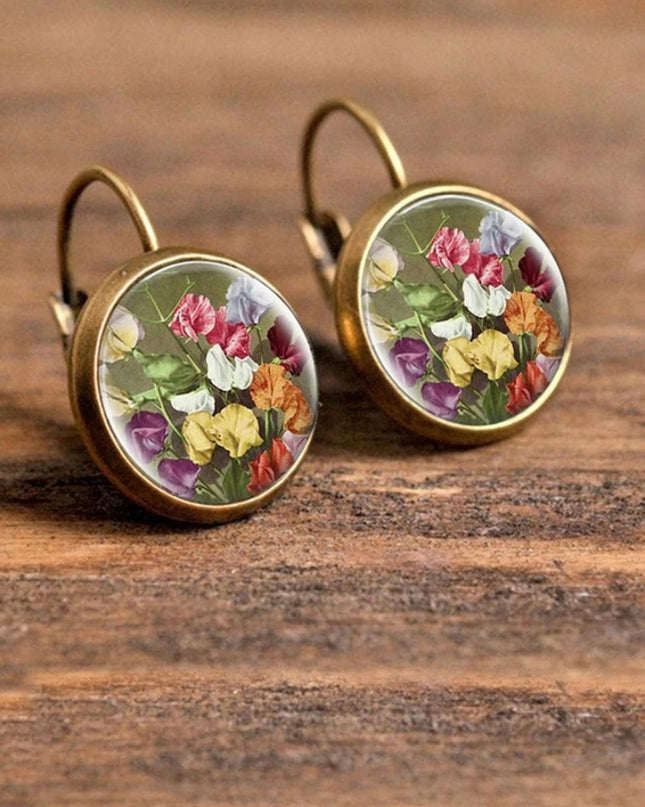 Pendientes Pintura Estampado De Flores