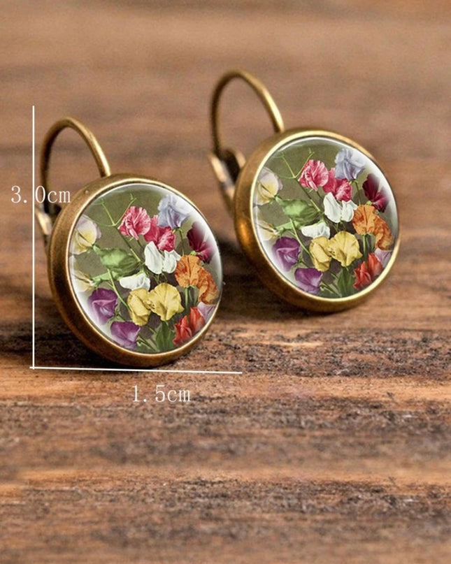 Pendientes Pintura Estampado De Flores