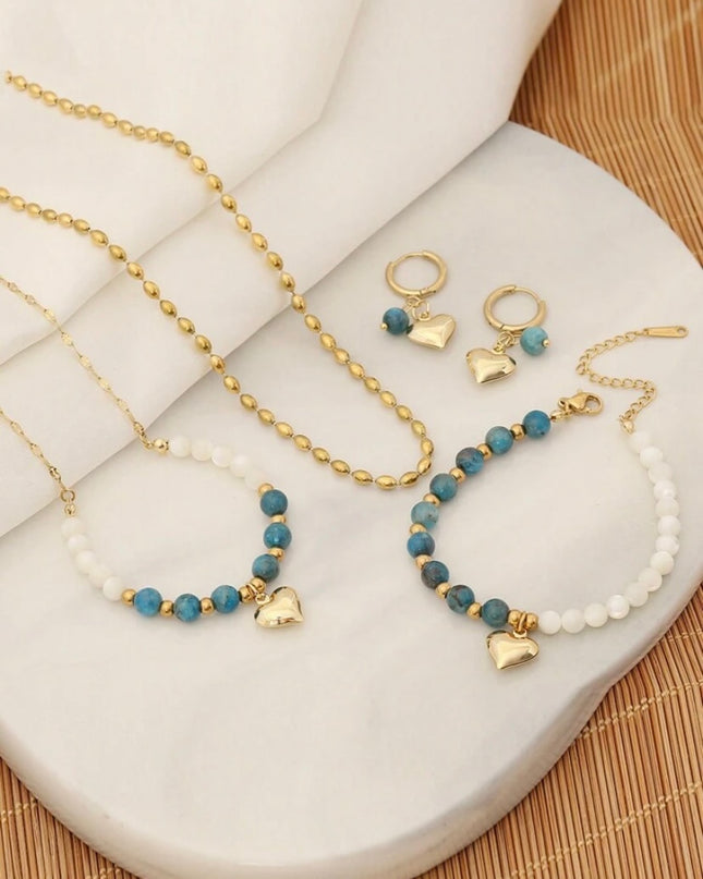 Set 5 Piezas Piedras Azules y Blancas