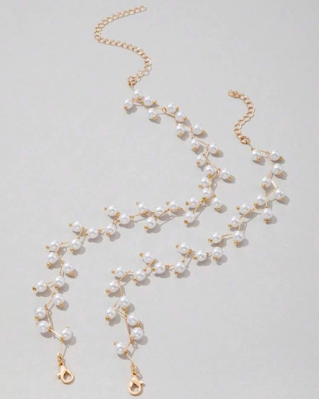 Collar y Pulsera Perlas Blancas