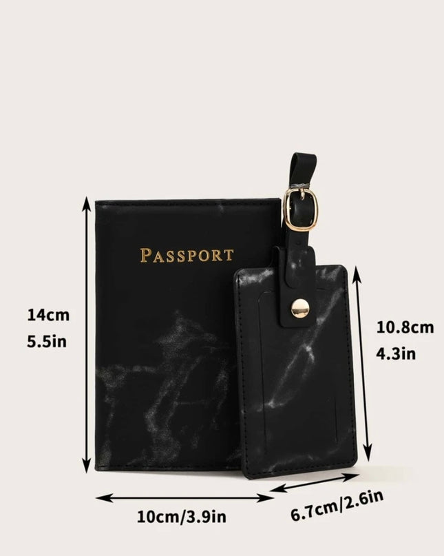 Porta Pasaporte Color Negro Mármol