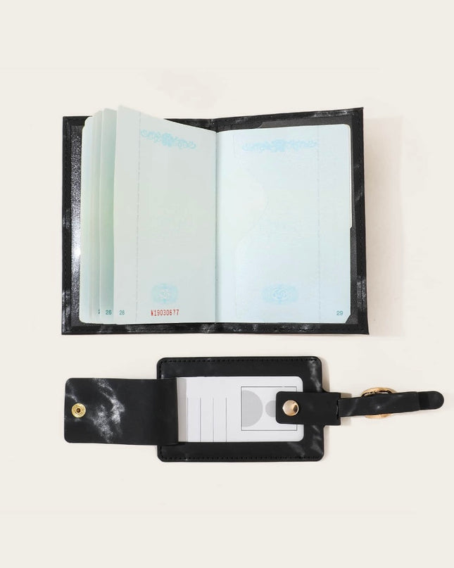 Porta Pasaporte Color Negro Mármol