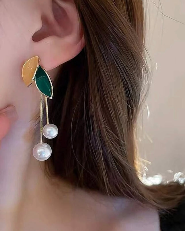 Pendientes Hojas con Perlas