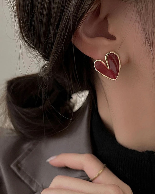 Aretes Corazones Rojos