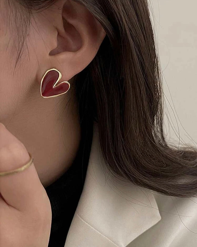Aretes Corazones Rojos