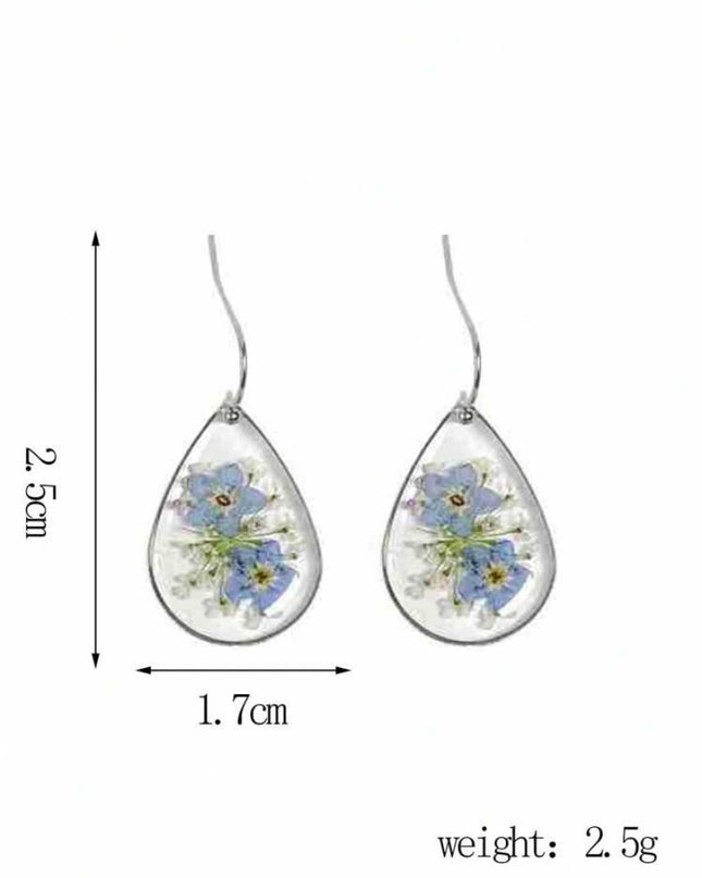 Aretes Colgantes de Resina con Flores