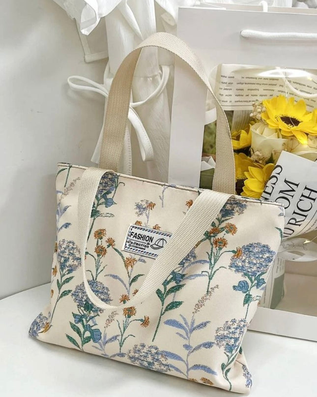 Bolsa de Tela Corta Flores Celestes