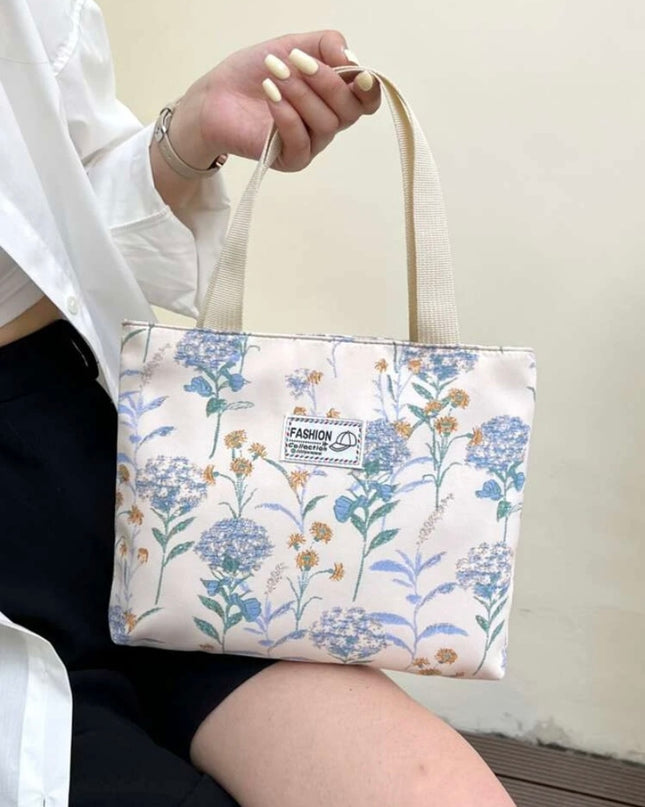 Bolsa de Tela Corta Flores Celestes