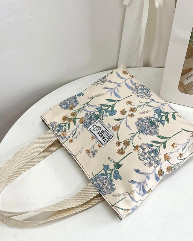 Bolsa de Tela Corta Flores Celestes