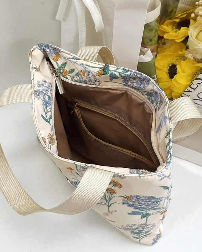 Bolsa de Tela Corta Flores Celestes