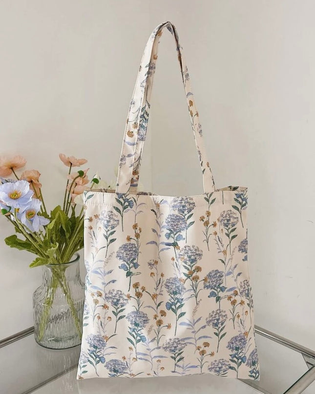Bolsa de Tela Larga Flores Celestes