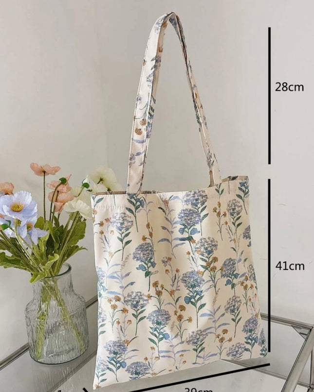 Bolsa de Tela Larga Flores Celestes