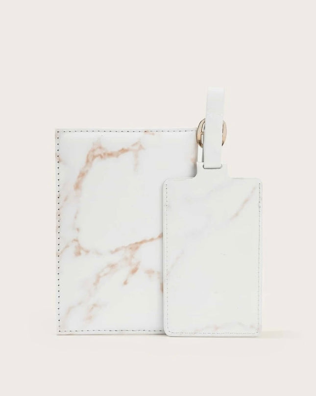 Porta Pasaporte Color Blanco Mármol