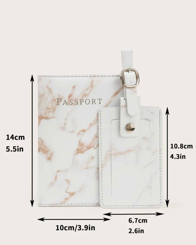 Porta Pasaporte Color Blanco Mármol
