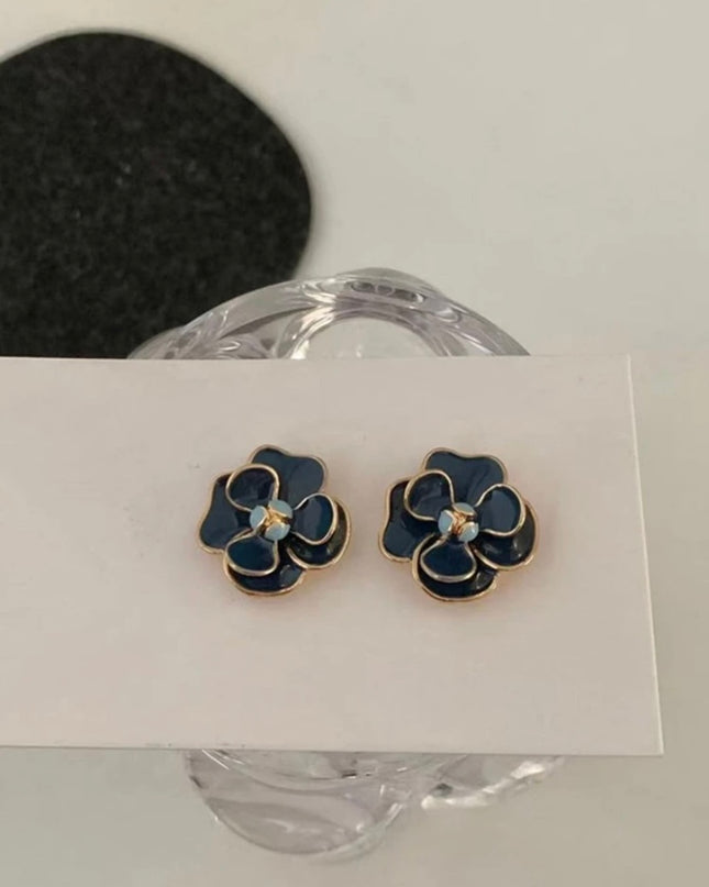 Aretes Cortos Flores Azules