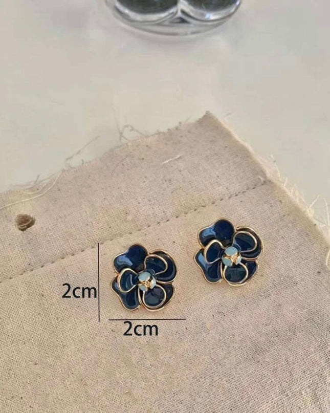 Aretes Cortos Flores Azules