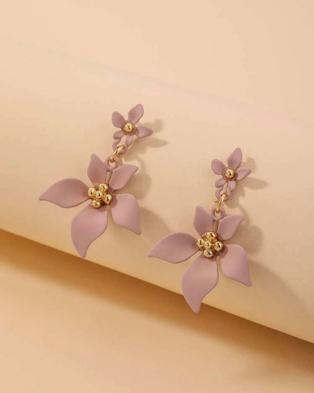 Aretes Flores Color Rosado