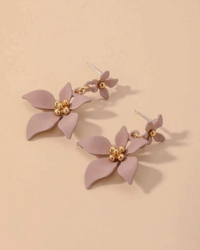 Aretes Flores Color Rosado