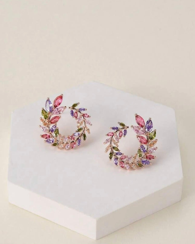 Pendientes Circulares Piedras de Colores