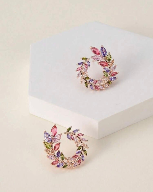 Pendientes Circulares Piedras de Colores