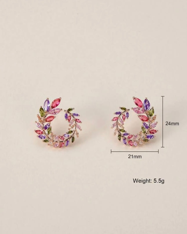Pendientes Circulares Piedras de Colores