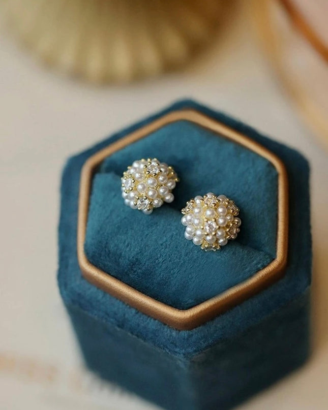 Aretes de Botones y Perlas