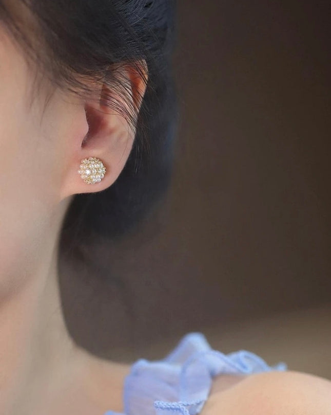 Aretes de Botones y Perlas