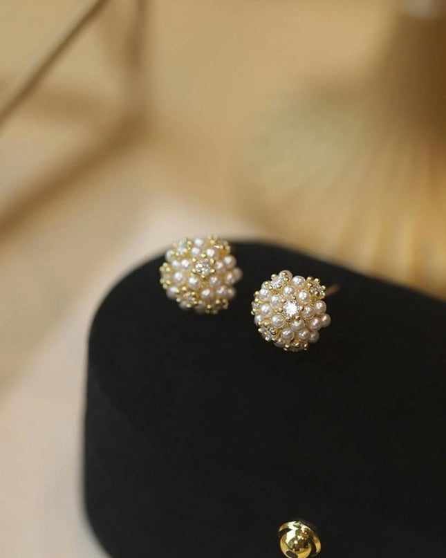 Aretes de Botones y Perlas