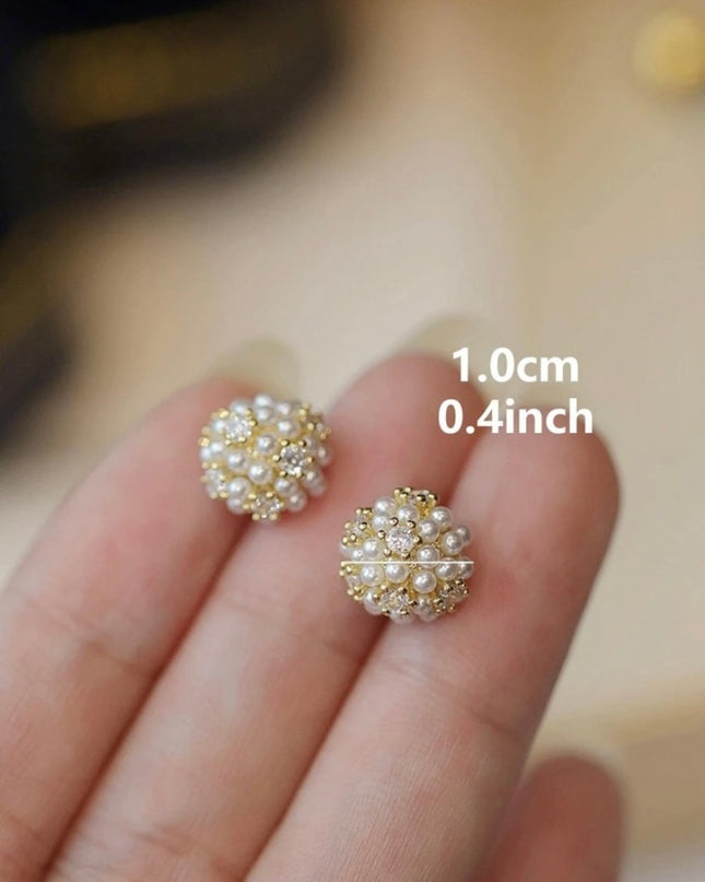 Aretes de Botones y Perlas