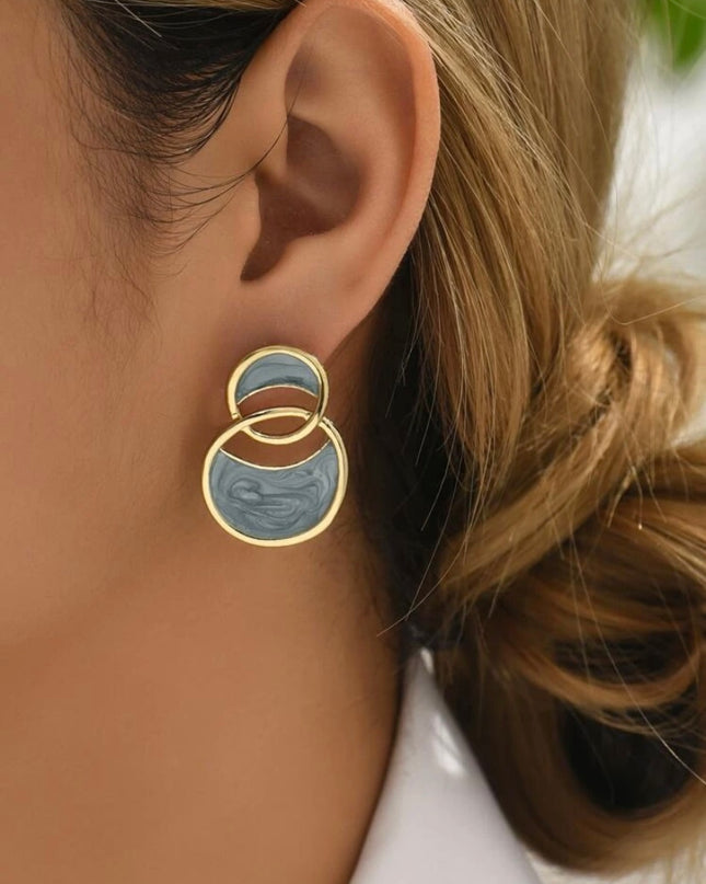 Aretes Doble Circulo Celestes