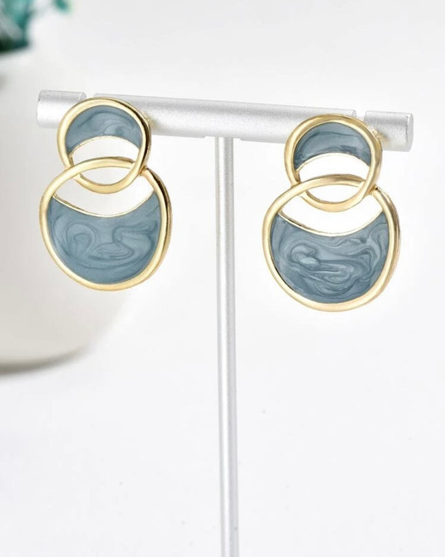 Aretes Doble Circulo Celestes