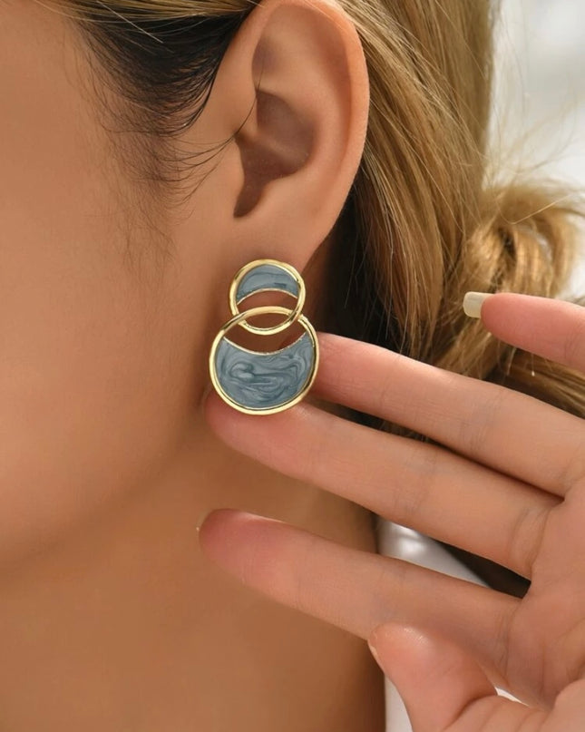 Aretes Doble Circulo Celestes