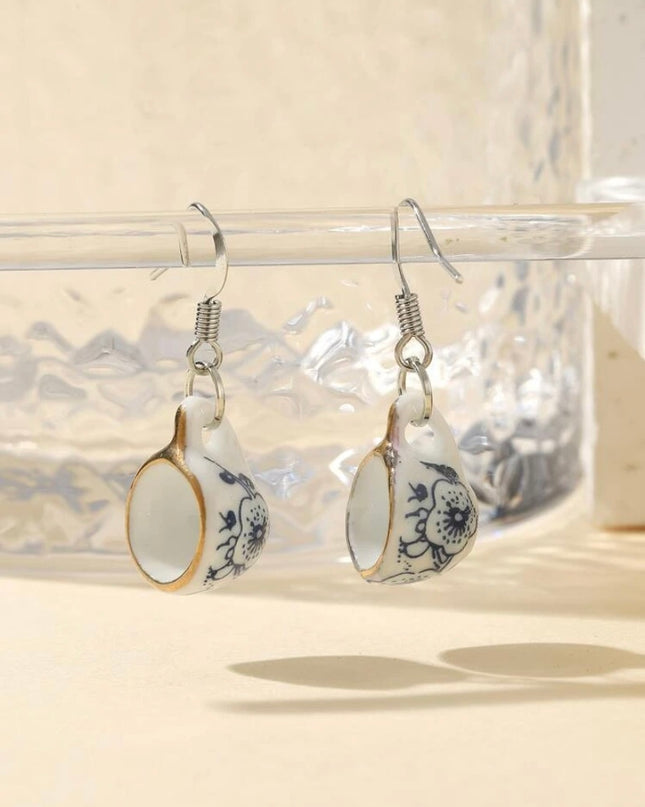 Aretes Tacitas Blancas Porcelana