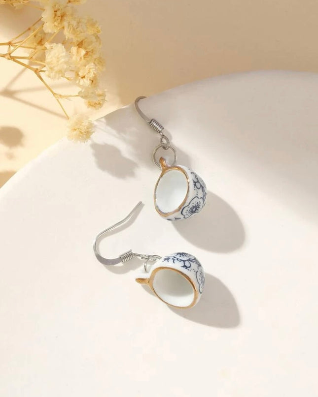 Aretes Tacitas Blancas Porcelana