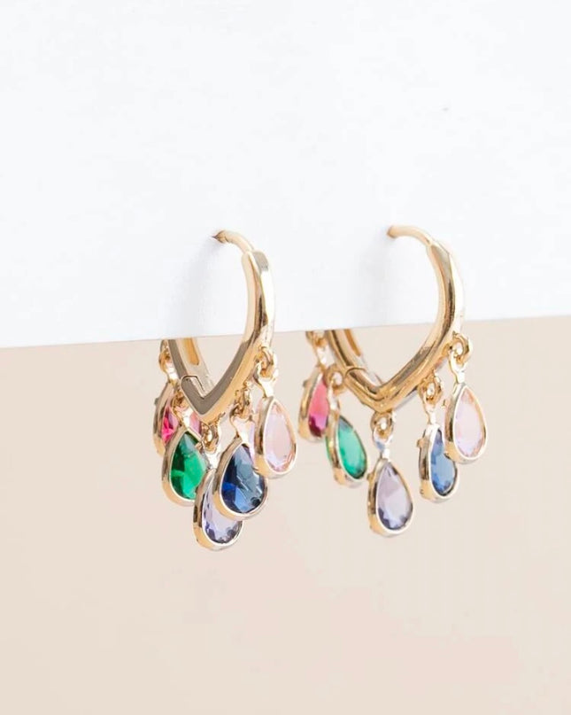 Aretes Cortos Piedras Colores