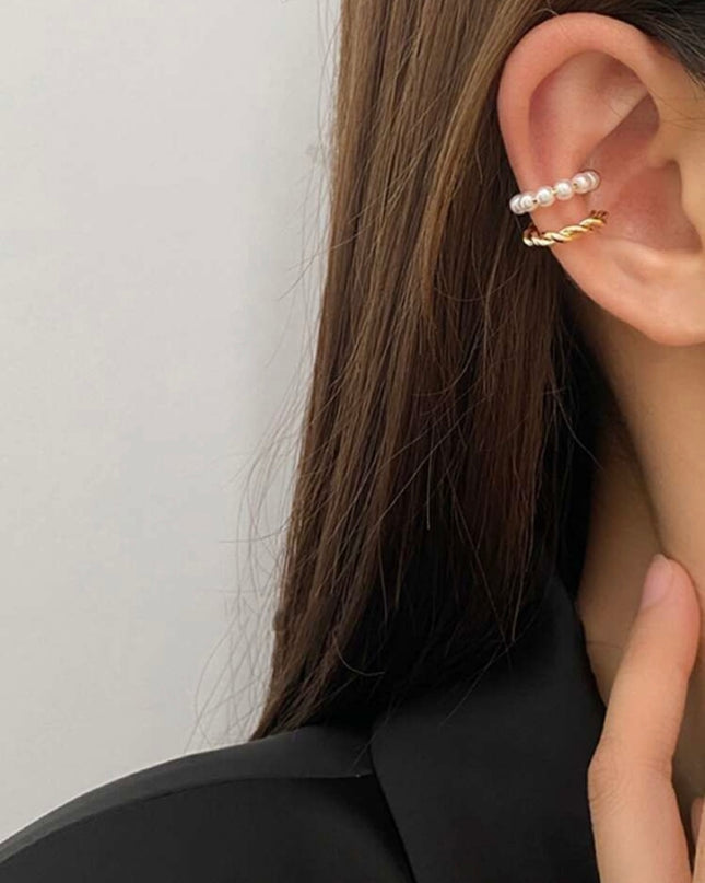 Clip Doble para Oreja Perlas