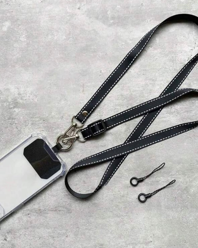 Correa Negra con Lineas Blancas