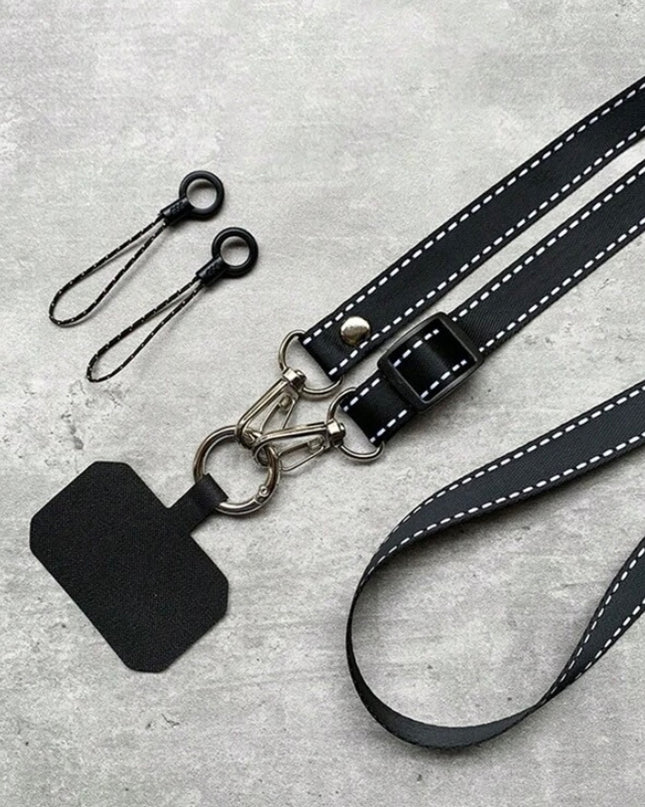 Correa Negra con Lineas Blancas