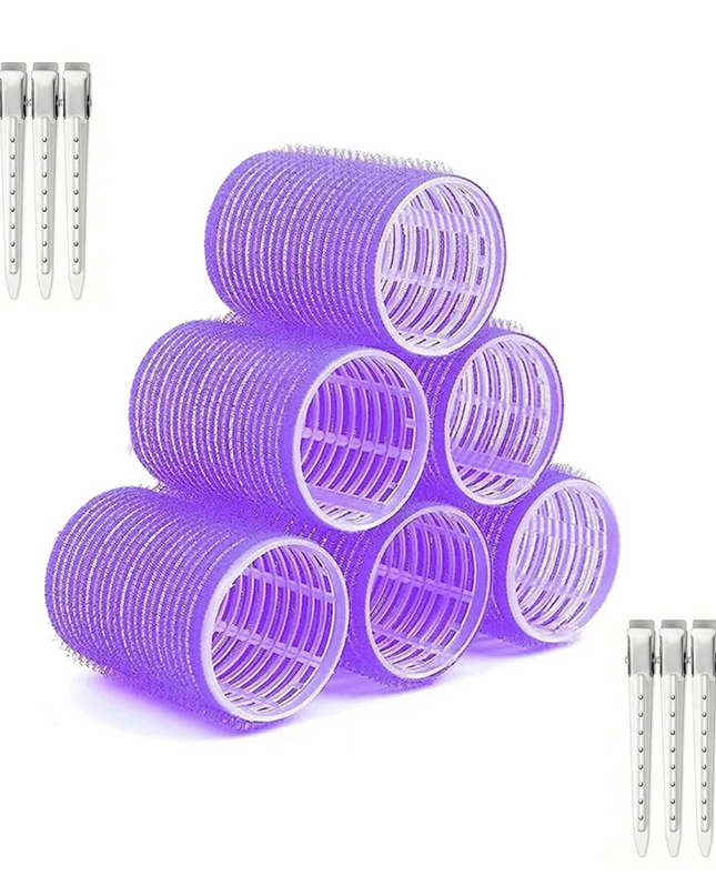 Set 6 Tubos Lila y Ganchos para Cabello