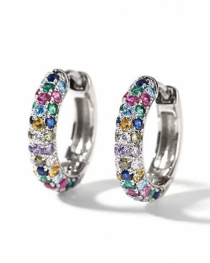 Aretes Pequeños con Diamantes de Colores