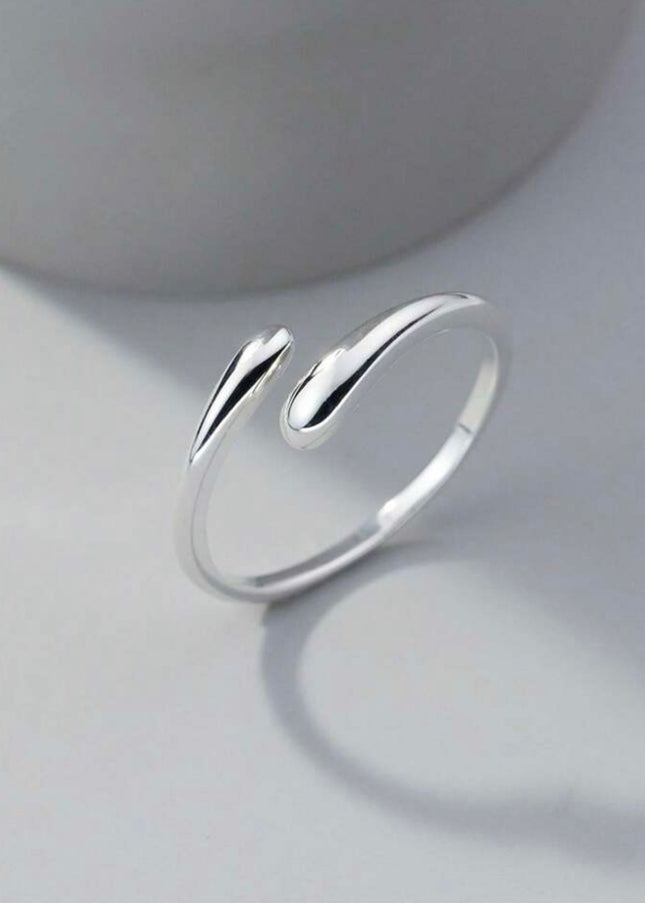 Anillo Abierto Diseño Gota de Agua Plata S925 Unisex