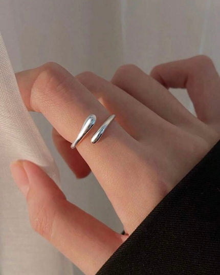 Anillo Abierto Diseño Gota de Agua Plata S925 Unisex