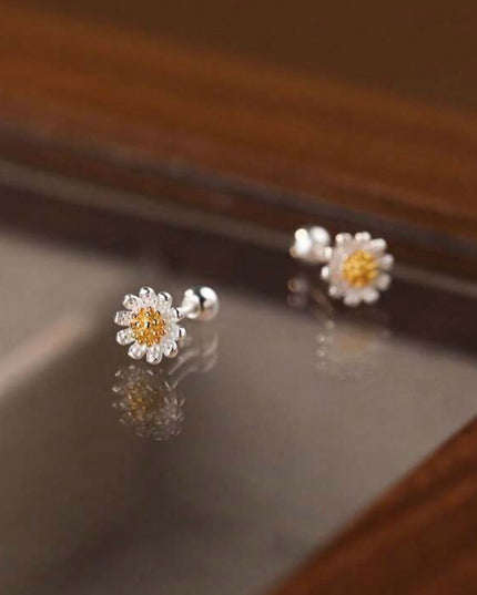 Aretes Margarita Plata 925 con Cierre de Rosca