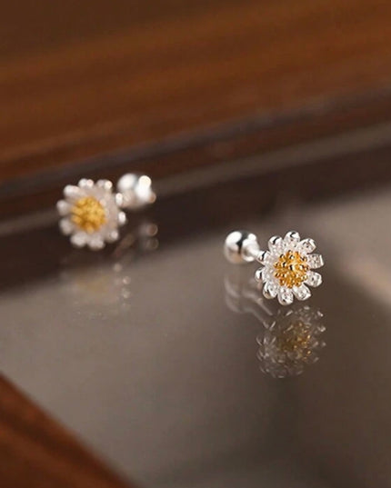 Aretes Margarita Plata 925 con Cierre de Rosca